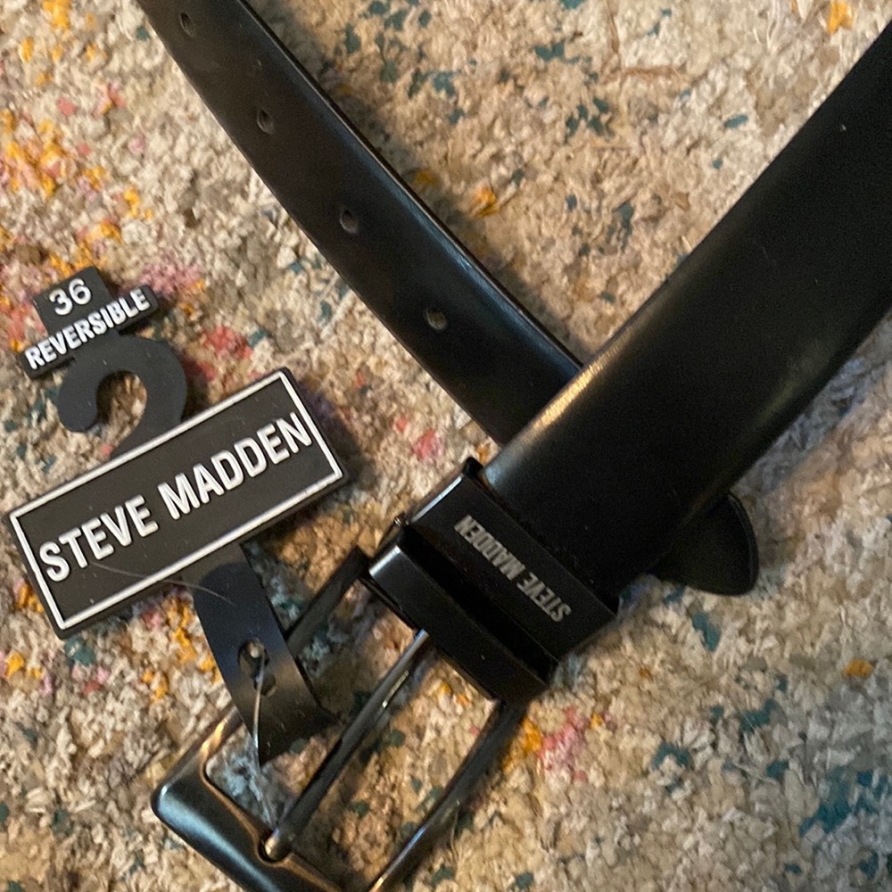 New NWT Steve Madden Reversible Black Brown Belt 36